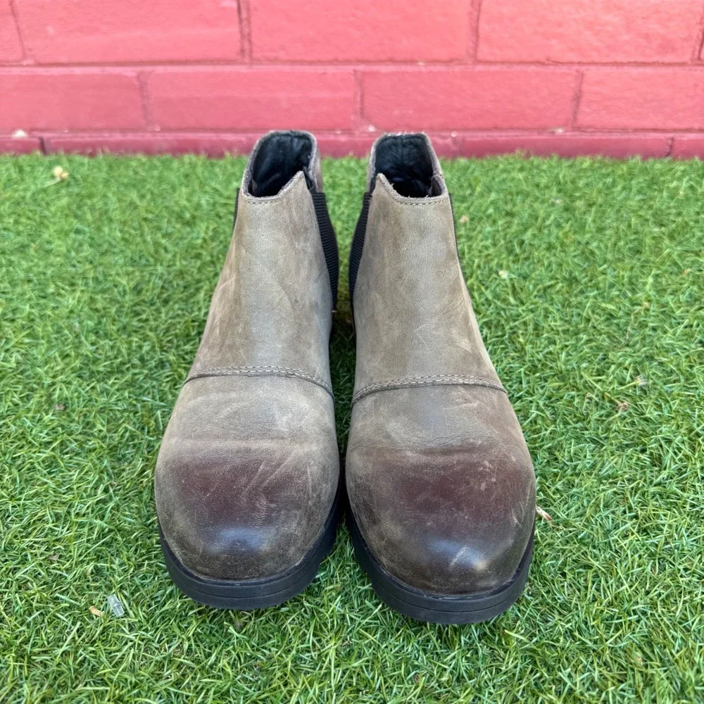 Sorel Emelie Chelsea Boots Womens 5.5 Waterproof‎ Quarry Leather NL2671-053